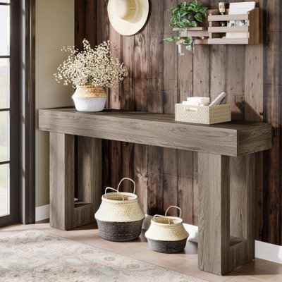 Canapé TribeSigns, console moderne en bois de 63 pouces pour le salon