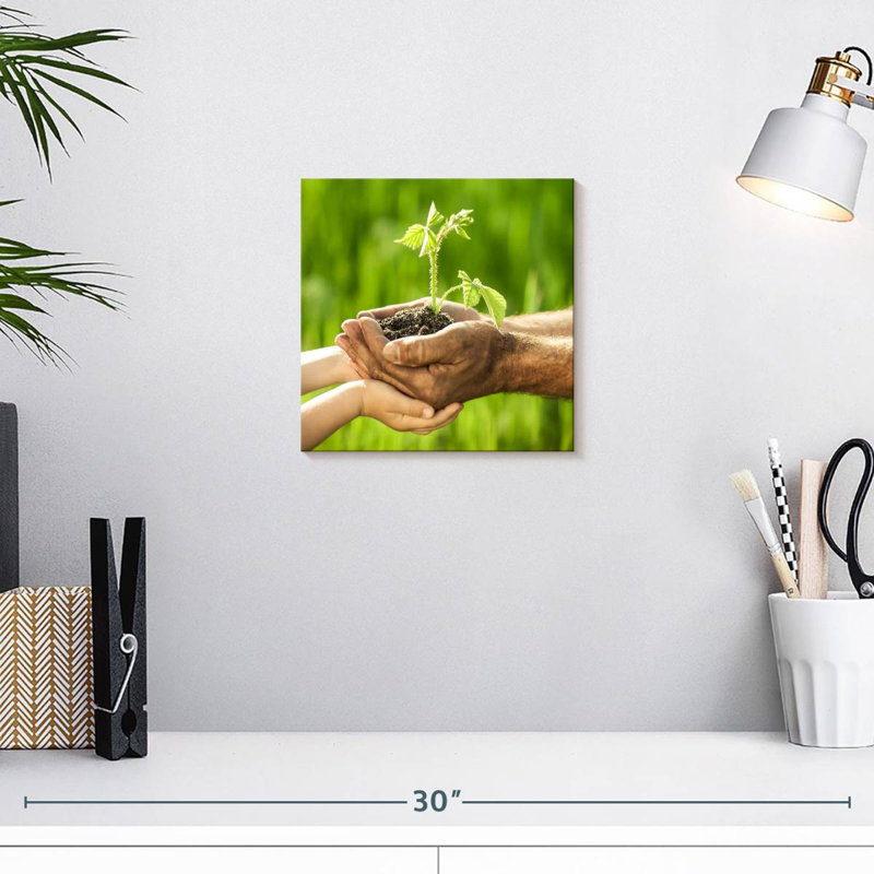 Senne Old Handing Seedling To Young, 10" H x 10" W