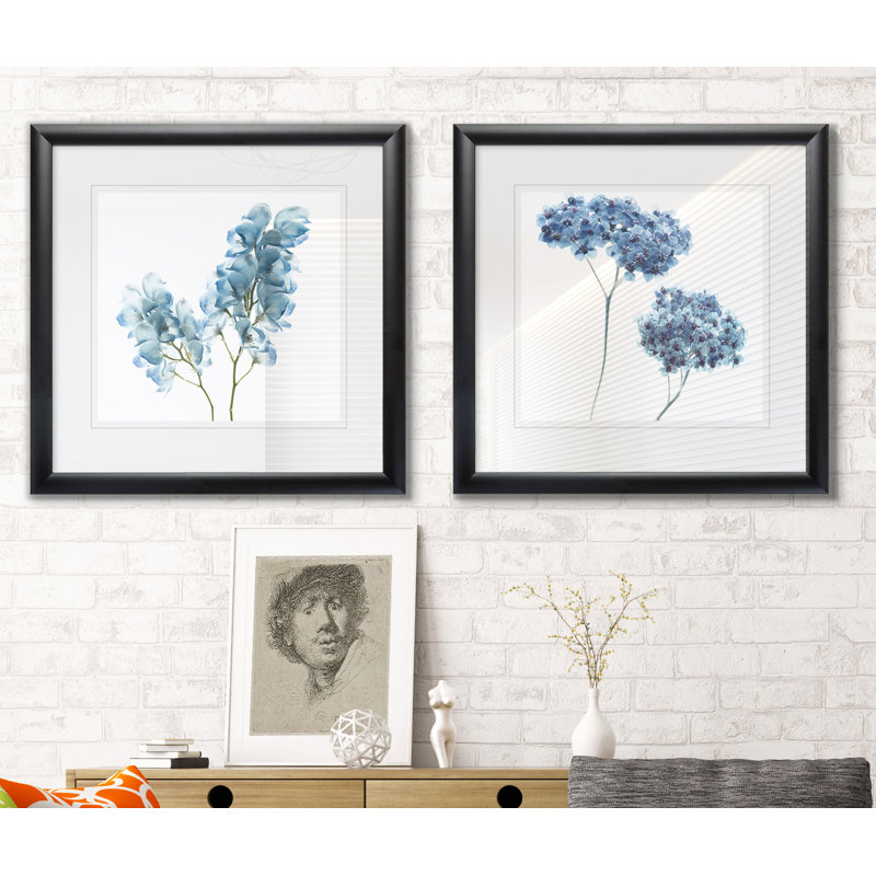 « superbe blue ii », ensemble de 2 reproductions encadrées, Cadre noir
