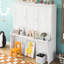 Grand lit avec tablettes pratiques, blanc