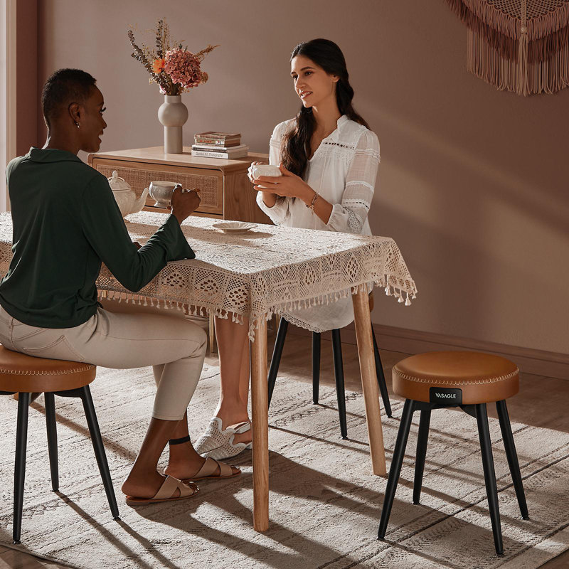 Dining Chairs Stools, Upholstered Kitchen Stools, Vanity Stools, 19-Inch Tall, Caramel, 2