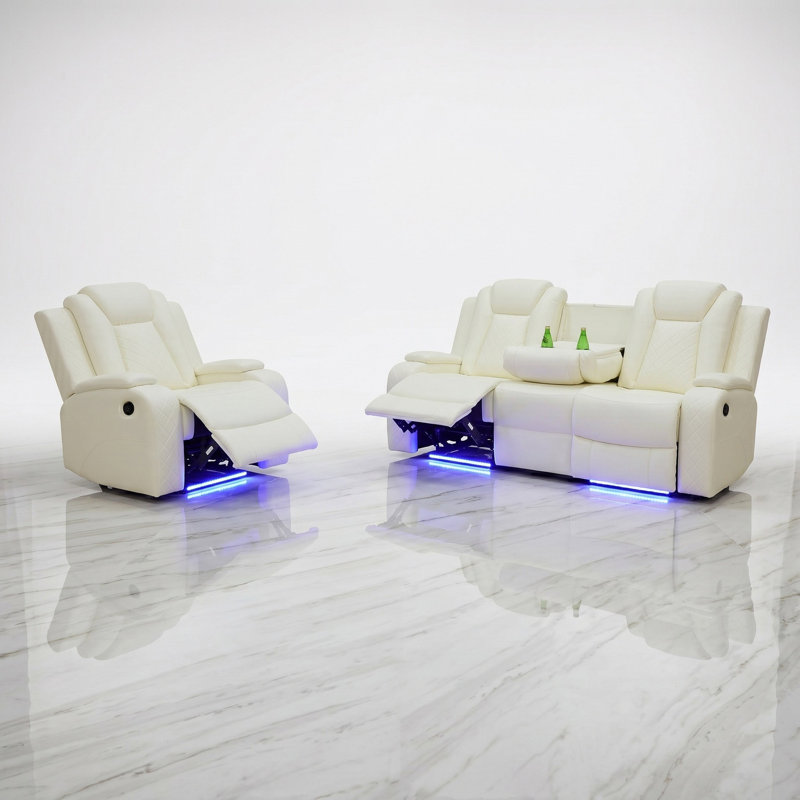 Canapé de salon inclinable 2 pièces en cuir végétalien Ember
