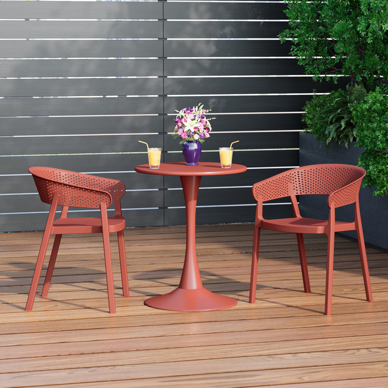 Ensemble repas d'extérieur rond, Rouge