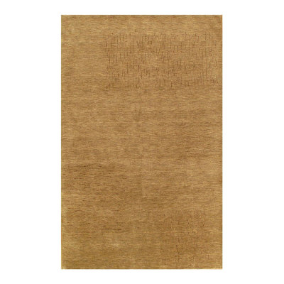 Tapis brun uni en laine / coton de couleur unie tissé à la main à la main 5 pi 1 po x 8 pi