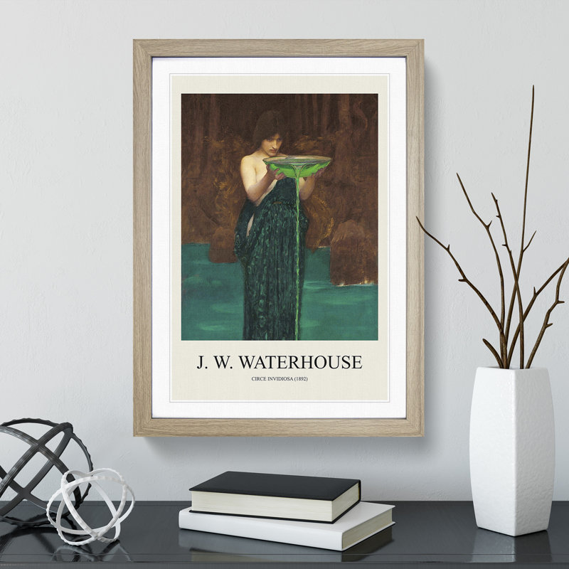 Circe Invidiosa by John William Waterhouse - Picture Frame Art Prints, 65cm H x 48cm W x 2cm D, Oak
