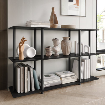 Easy Twist Assembly 3-Tier Wide Display Shelf In Black