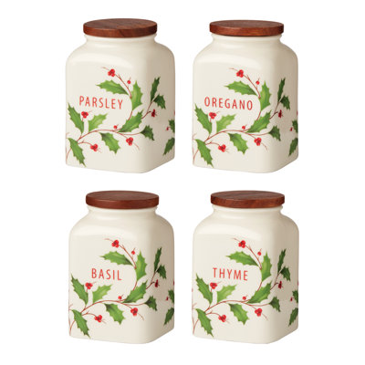 Holiday Cooking Spice Jars, Set Of 4