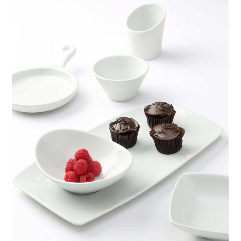 Tuxton Linx Round Ceramic 12 Piece Au Gratin Dish Bakeware Set, Porcelain White