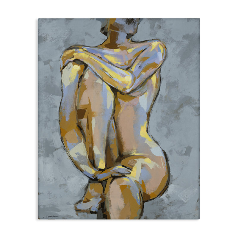 Art moderne sur toile, "Modern Brushed Nude Portrait" par Trevor Copenhaver, H 48 po x l 36 po x P 1,5 po, Toile tendue