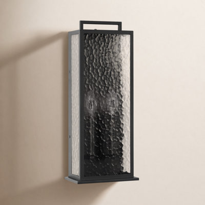 2 - Light 19.2''H Hammered Glass Outdoor Wall Lantern