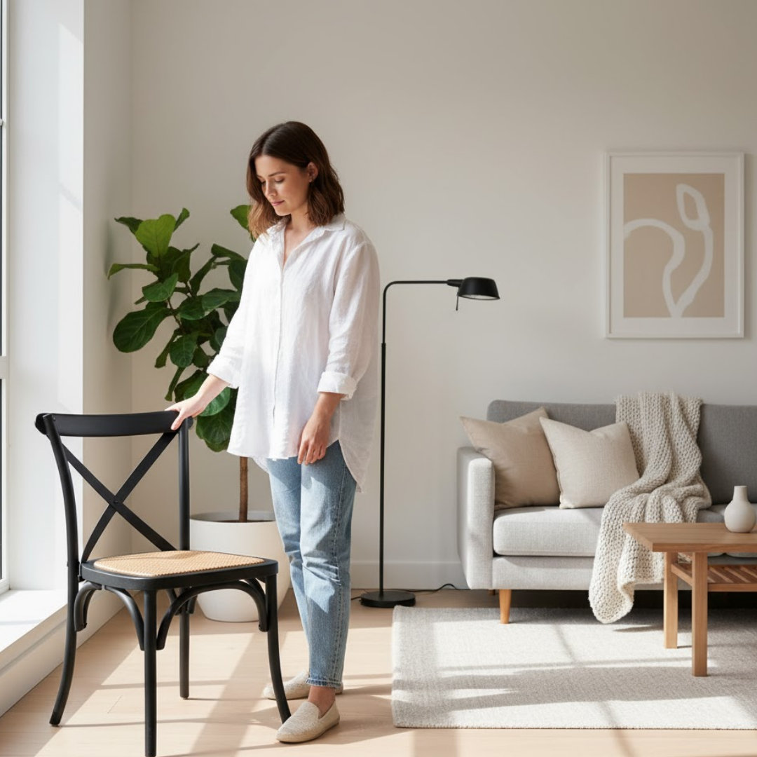 Arnulfo Cross Back Dining Chair, Hand-Finished Distressed Design, Stylish and Comfortable Seating for Any Room