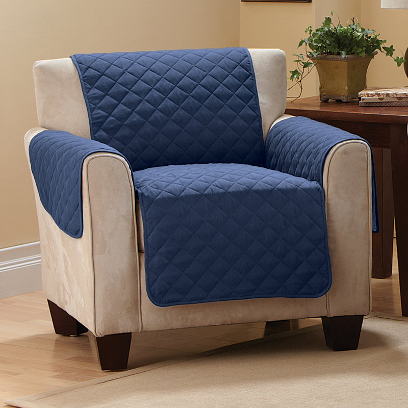 Housse pour canapé à coussin en T matelassée réversible, 100 % polyester noir, H 39 po x l 36 po x P 22,5 po