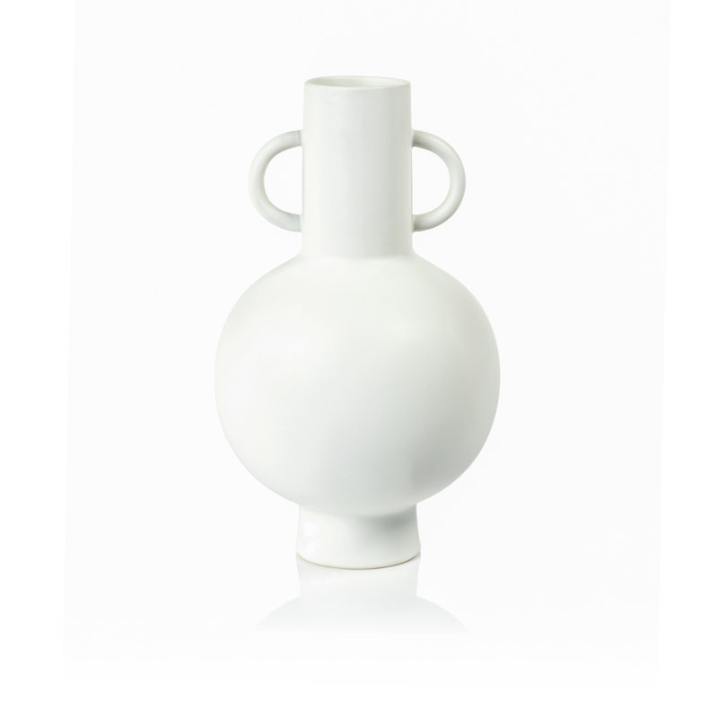Grand vase en grès blanc 13,75 "Raj