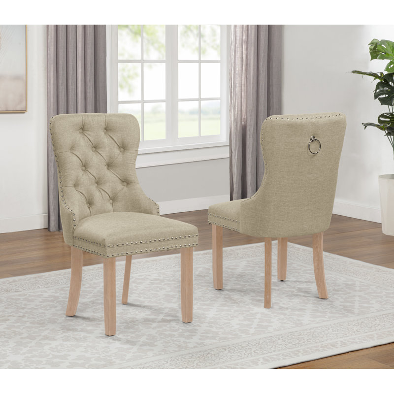 Chaise rembourrée Thame, Naturel, Mélange de lin beige