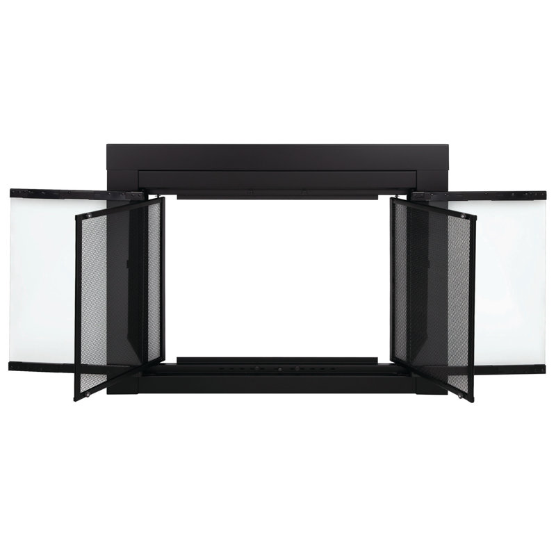 Portes de cheminée en acier de style armoire Abdal, H 28 po x l 37,5 po x P 0,95 po, Noir