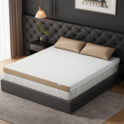 3" Medium Firm Cooling Gel Memory Foam Mattress Topper for Back Pain Relief, Removable Cover and Adjustable Straps  
