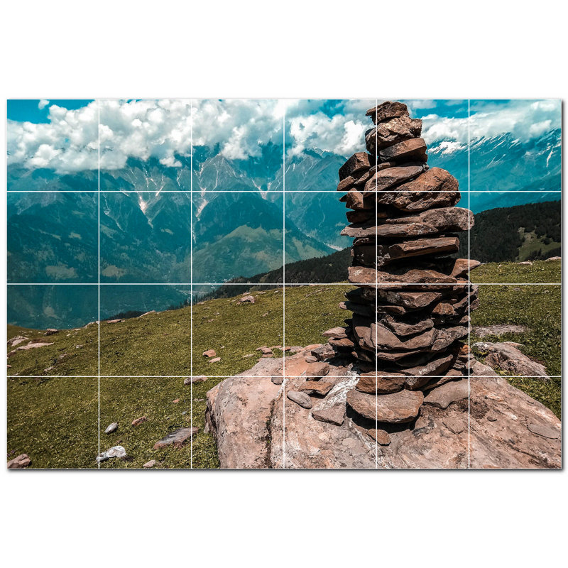 Carreau de céramique décorative photo 36 "x 24" Rocks PT500933: 6 "x 6" (ensemble de 24)