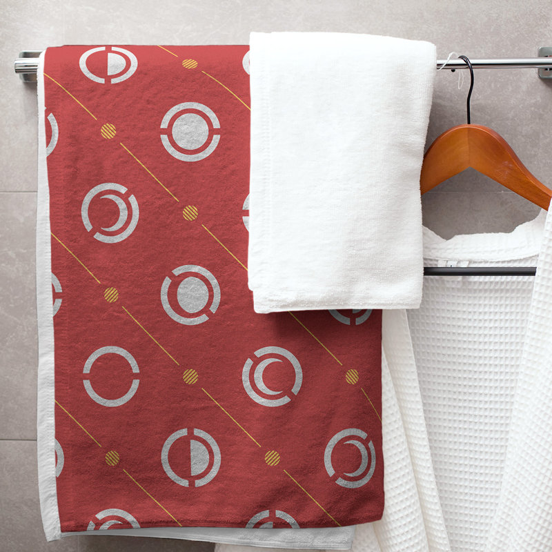 Serviette de bain Classic, Rouge / jaune / gris