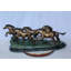 Statue de chevaux de course en bronze sur base de marbre 47 po x 20 po x H 17 po
