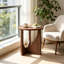 Table d'appoint ronde en noyer massif, 100 % bois massif, petite table rustique idéale pour le salon, la chambre à coucher et le canapé. Montage facile.
