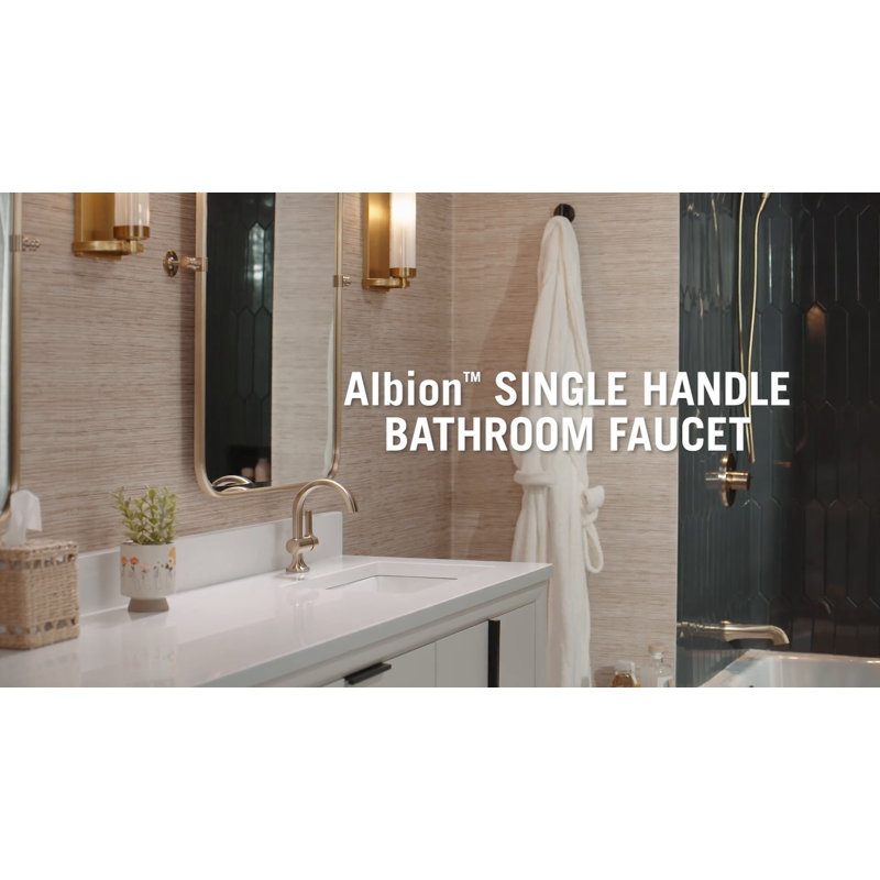 Albion Matte Black Single Handle Bathroom Faucet with Drain Assembly