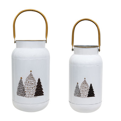 Ensemble de 2 boîtes de lait blanc avec arbres en relief