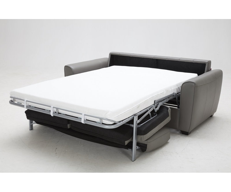 Azurine 74.8" Microfiber Round Arm Sofa Bed, Medium Gray Microfiber