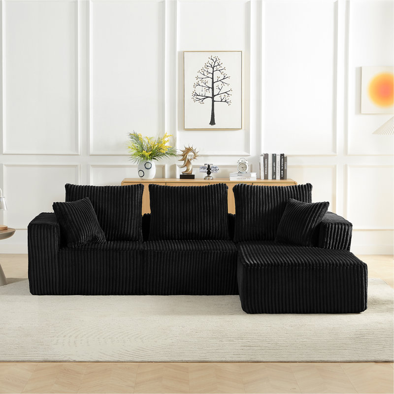 Canapé modulaire modulaire, canapé nuage en velours côtelé moderne avec assise profonde, canapé rembourré 4 places pour le salon, aucun assemblage requis