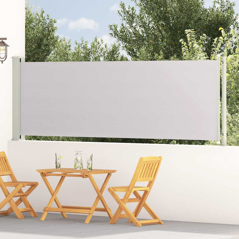 Auvent de patio rétractable en polyester, Gris, H 46,1 po x l 236,2 po