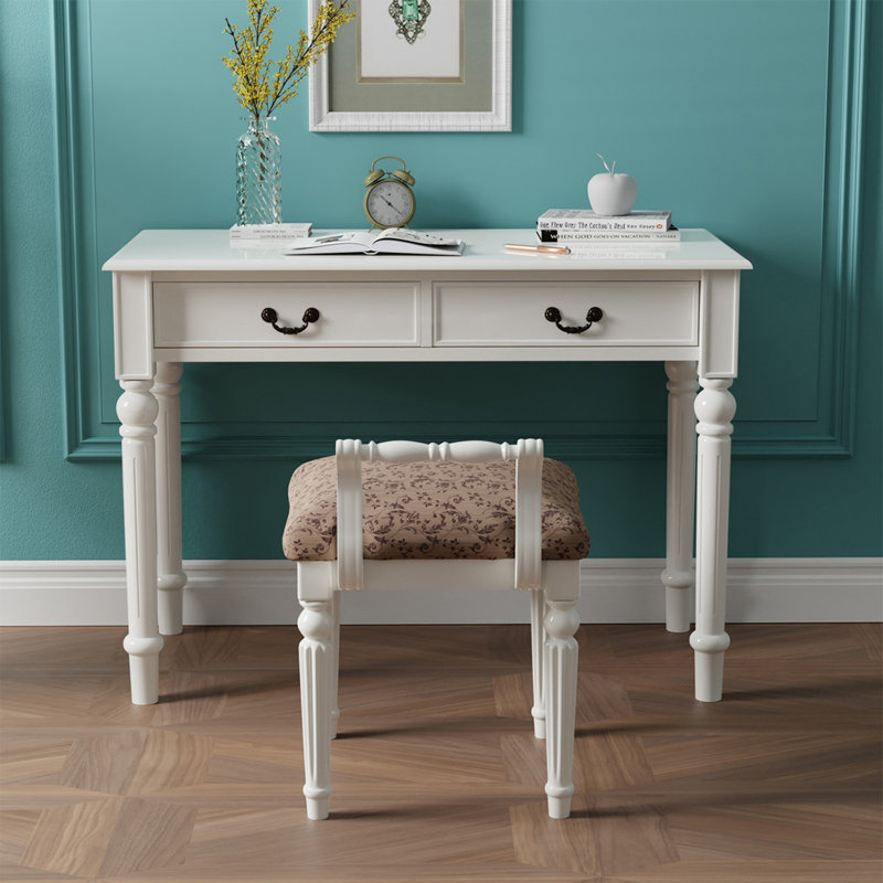 Bureau d'écriture avec tiroirs, 29.92"H*31.5"W*19.69"D, Blanc