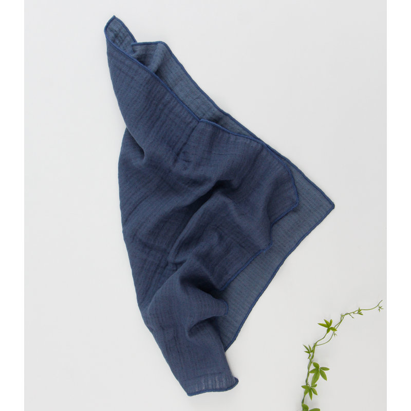 Serviette réversible en mousseline avec ourlet surjeté, Marine