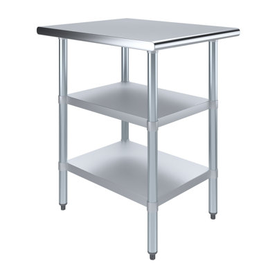 Express KitchQuip Stainless Steel Table with 2 Undershelves - 35"H x 24"W x 30"D