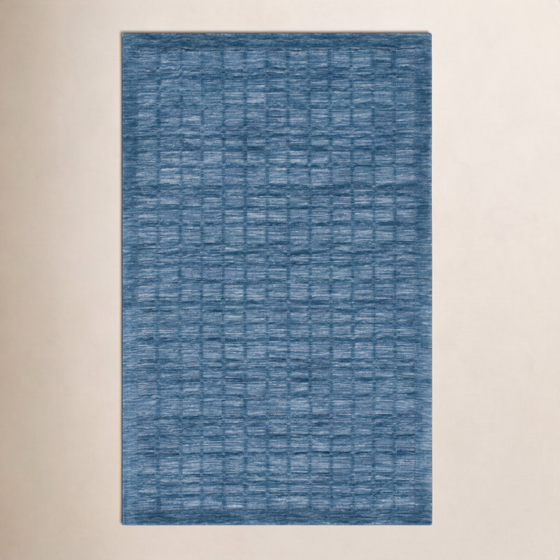 Tapis bleu tissé à la main Caris, Rectangle 6 pi x 9 pi