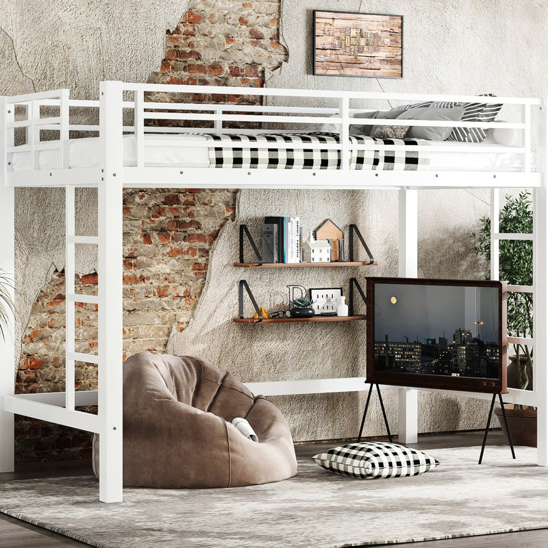 Lit mezzanine en métal blanc TG