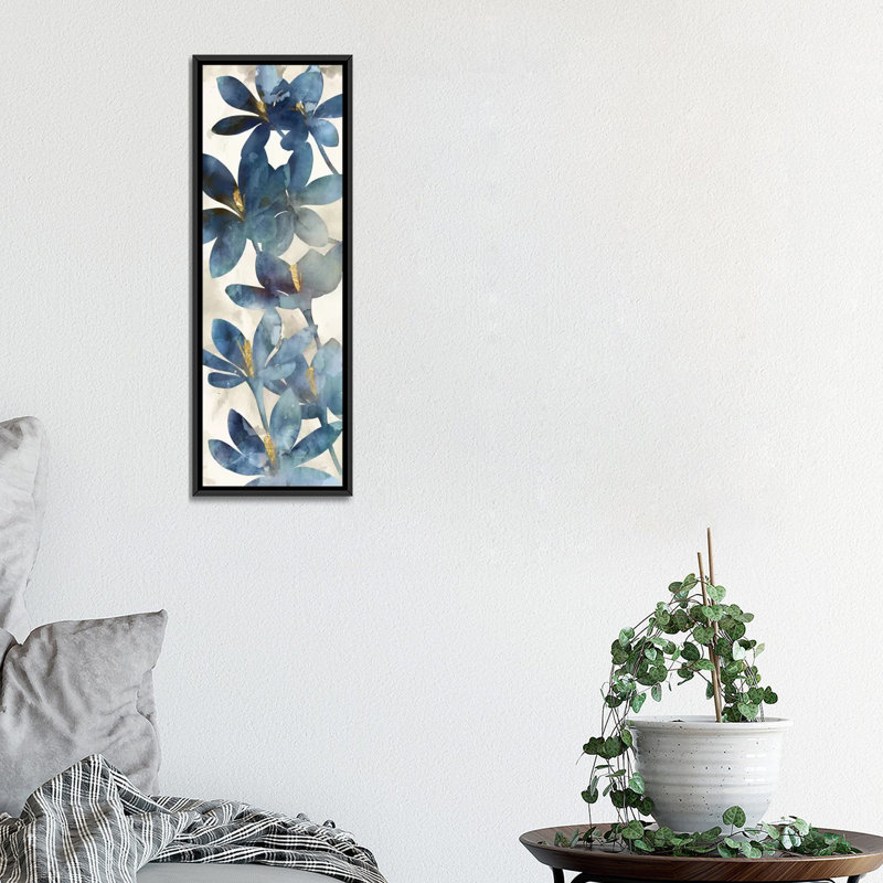 «Indigo Veranda I», impression sur toile tendue, H 36 po x l 12 po x P 1,5 po, Toile avec cadre noir
