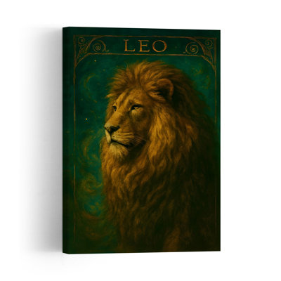 Majestic Leo Lion Abstract Contemporary Landscape Nature Wall Art Print 1 Piece Wrapped Canvas Wall Art