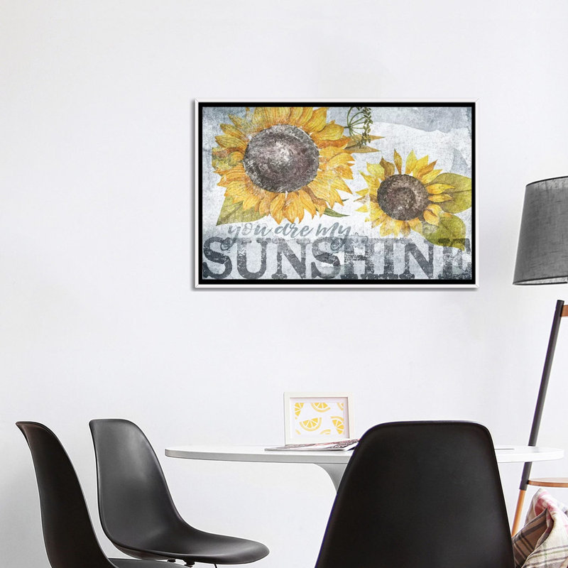 « Sunshine Sunflower » par Gigi Louise-impression, Pas de tapis, Toile blanche encadrée, H 26 po x l 40 po x 1,5 po