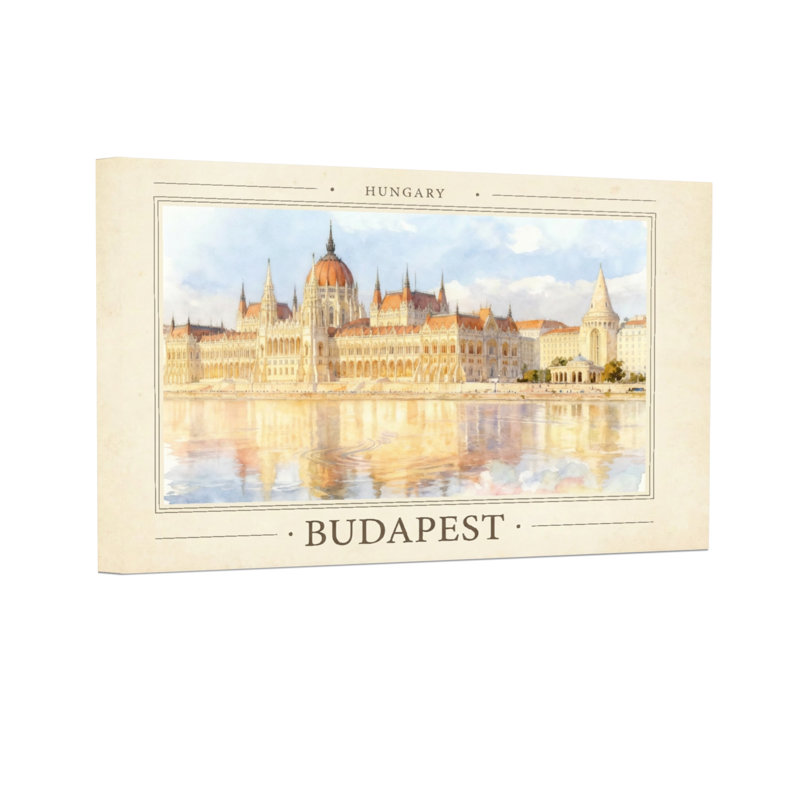 «Scenic & Cityscapes», Budapest, édifice du Parlement, réflexion sur l'eau, H 12 po x l 18 po