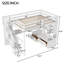 Lit mezzanine double blanc avec bureau, tablettes, tiroirs et escalier de rangement efficace taille 2