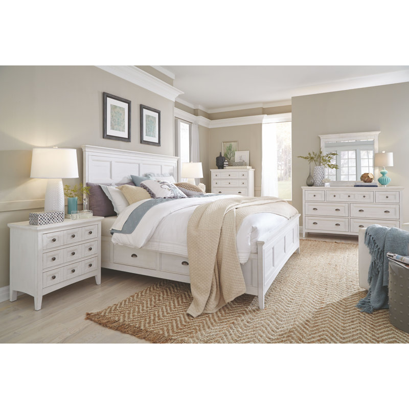 Liz Queen Panel Storage Bed, Chalk White/Dovetail Gray, Queen