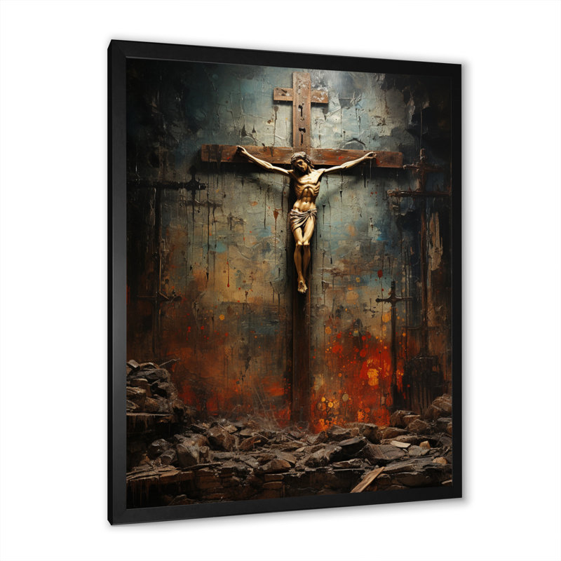 Ylonda Christianity Crucifixion Darkness The, Cadre photo noir, H 20 po x l 12 po x P 1 po