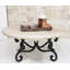 Modern Contemporary Round Stone Coffee Table With Hand Forged Wrought Iron