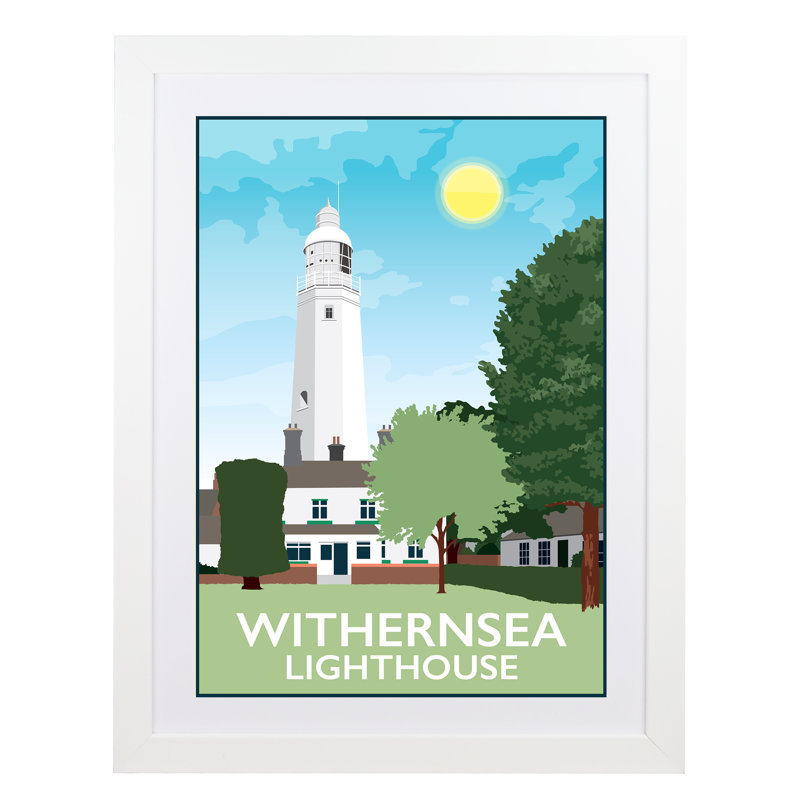 Withernsea Lighthouse Yorkshire - Print, White Framed, 40cm H x 30cm W x 1cm D