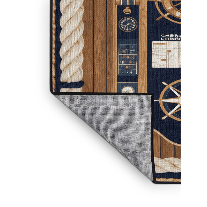 Washable Ships Bridge Coastal Area Rug, Runner 2' x 4'