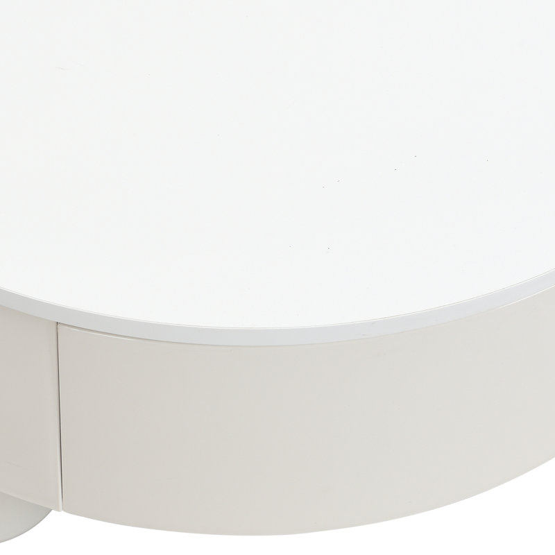 Ensemble de 2 tables basses rondes gigognes, Blanc cassé, Blanc