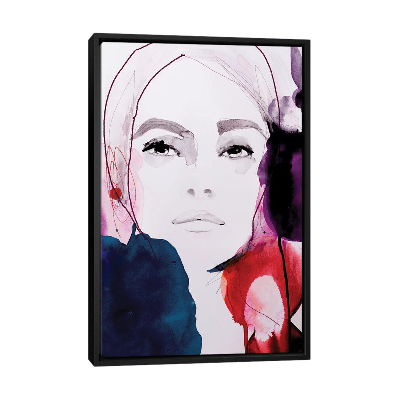 «Rouge Noir», impression sur toile, H 26 po x l 18 po x P 1,5 po, Toile avec cadre noir, Pas de tapis