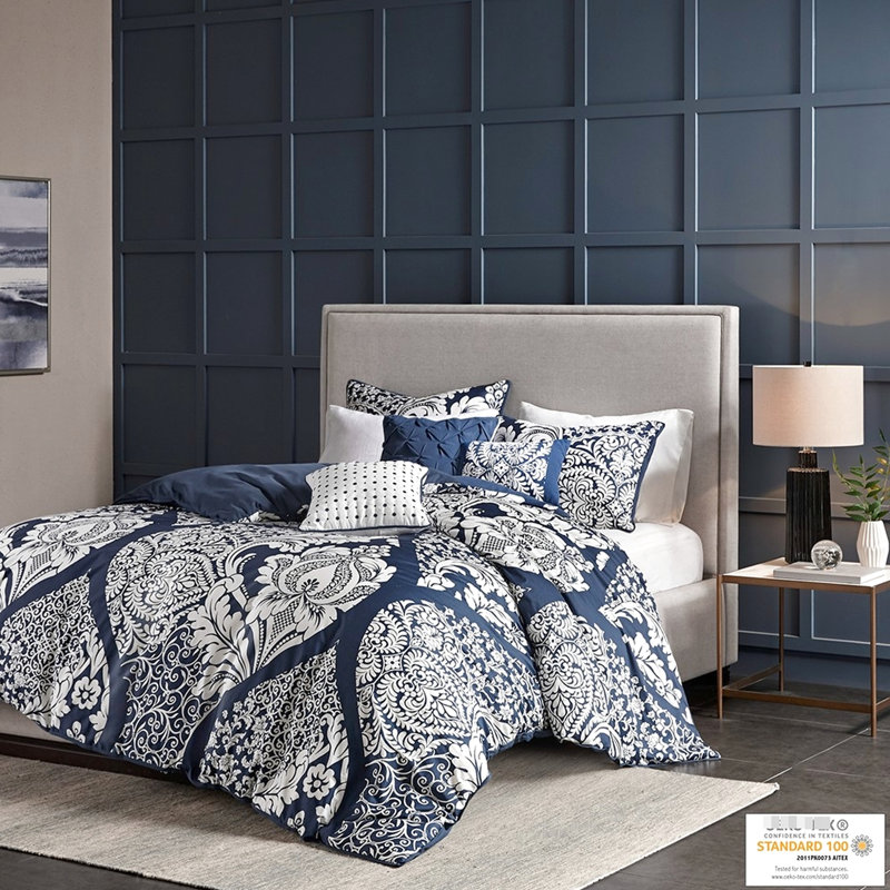 Housse de couette King/King 6 pièces, oreillers décoratifs brodés pour lit king, lavable à la machine.