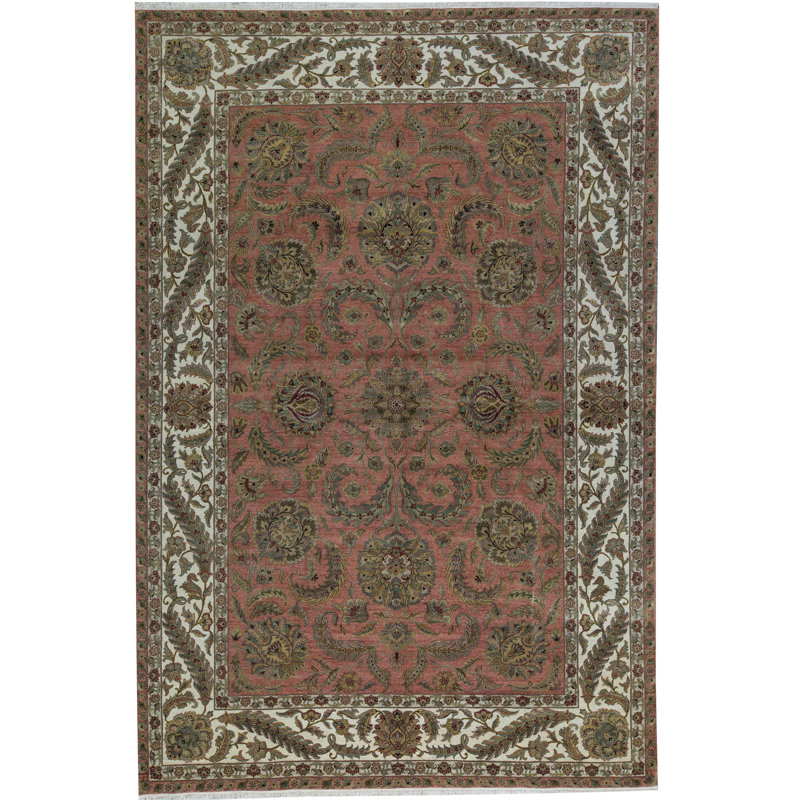 Tapis rouille et ivoire de haute qualité noué à la main