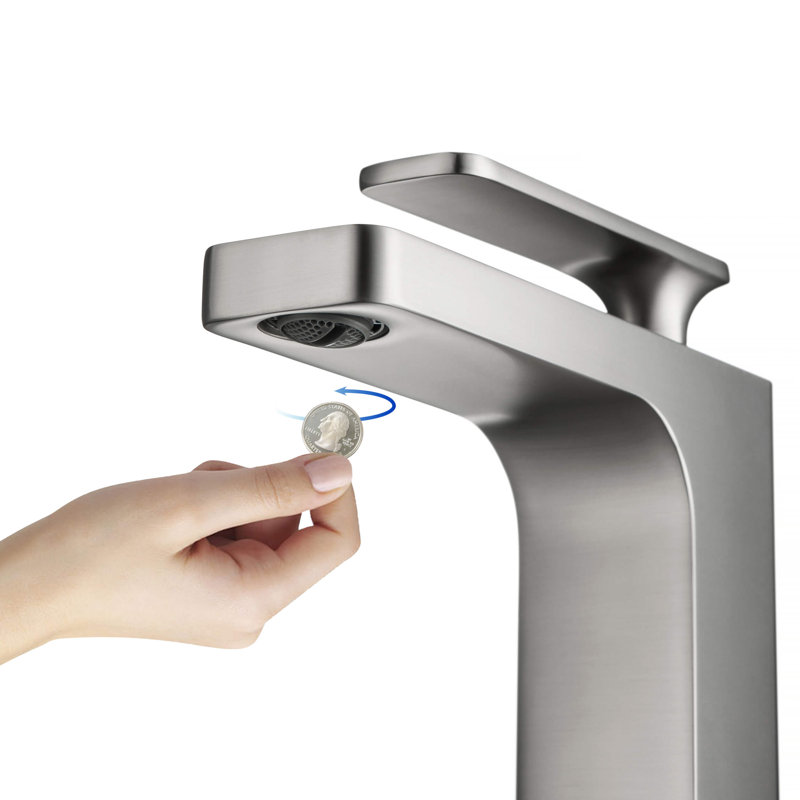Brushed Nickel Single-Handle Modern Bathroom Faucet with Pop-Up Drain