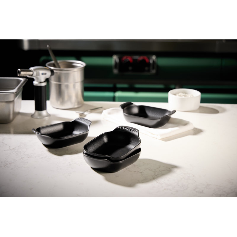 Le Creuset Enameled Cast Iron Set Of 4 Mini Rectangular Bakers, 1/3 Qt. Each, Matte Black